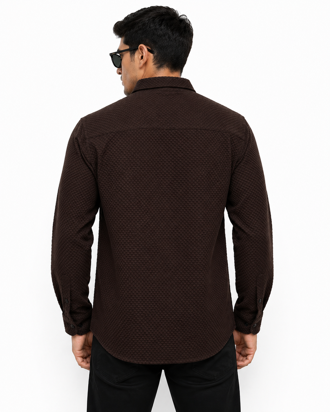 Structured Regular Fit Full-Sleeve Knitted Shirt